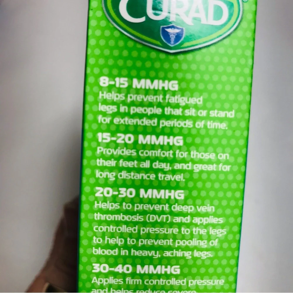 Curad Black Mild Compression Hosiery 8-15 MMHG  Knee Highs Size L